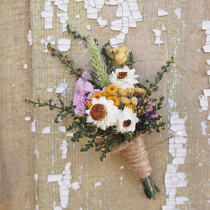 Garden Flower Dried Flower Boutonniere, Corsage, Groom and Groomsmen Pin, Country Weddings image 2