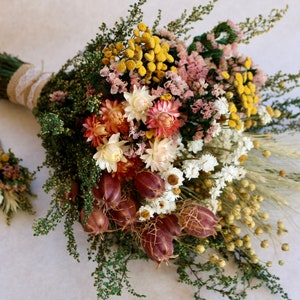 Sunset Dry Flower Bouquet, Boutonniere, Wedding Bouquet, Dried Flower Bouquet, Nigella Pods