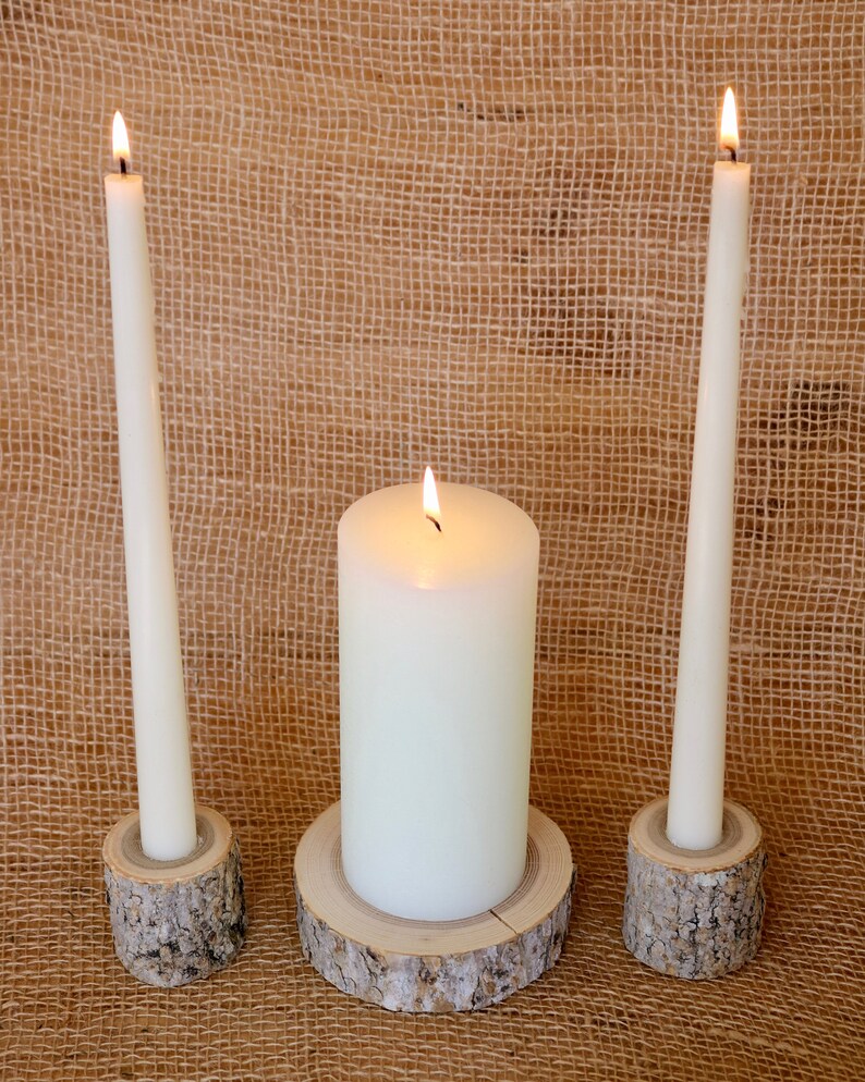 Unity Candle Birch Candle Holders Candle Holders Wedding Etsy