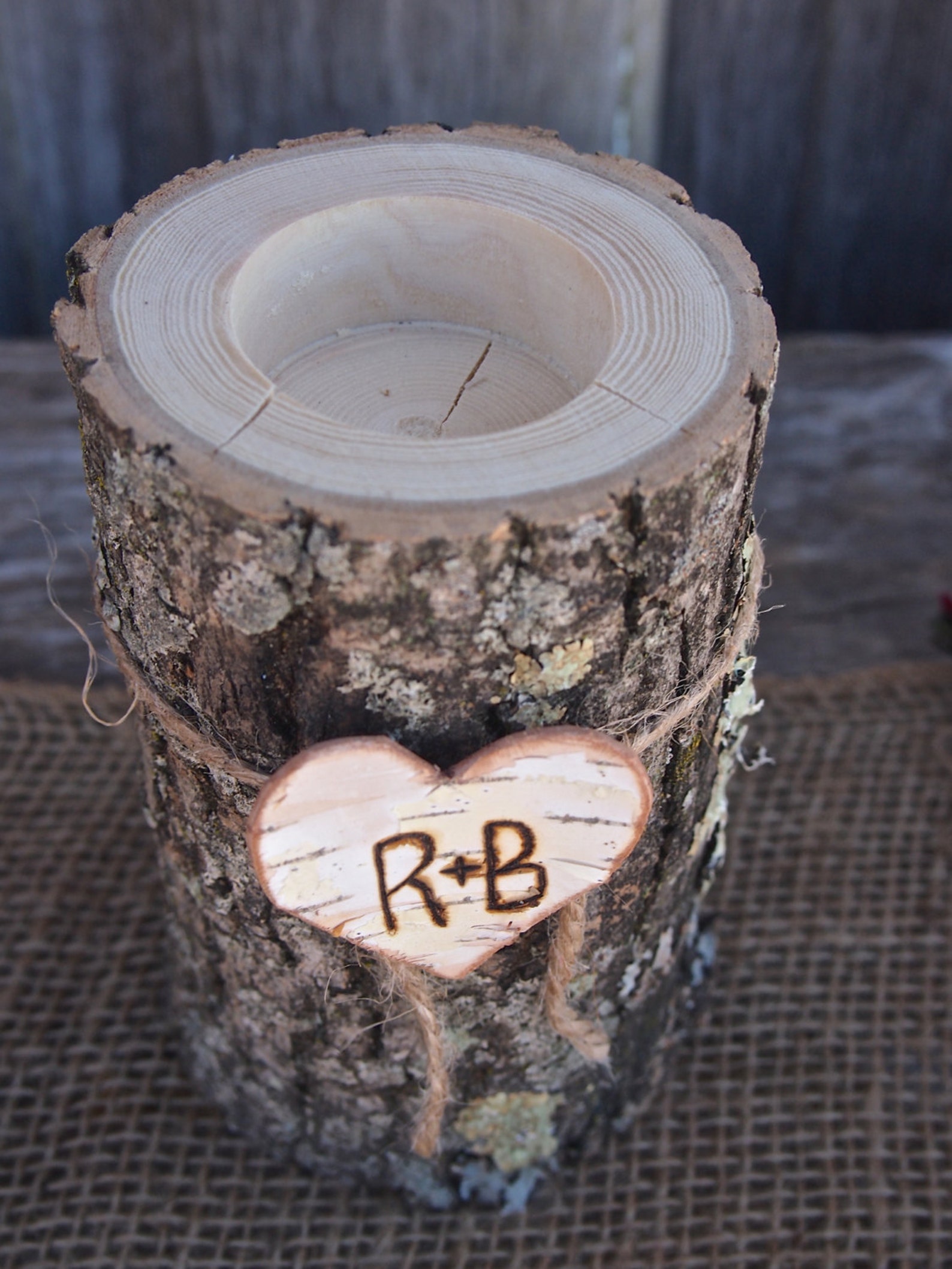 Personalized Wood Candle Holder Wood Log Candle Holder Etsy