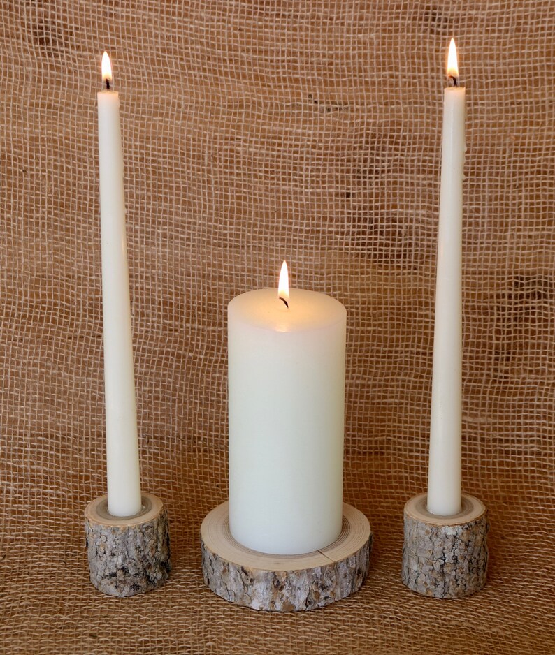 Unity Candle Birch Candle Holders Candle Holders Wedding Etsy