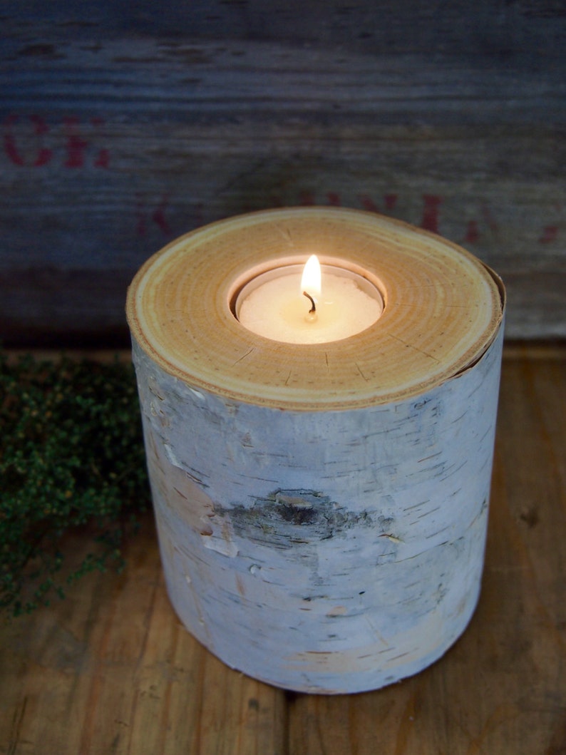 Birch Candle Holder Wood Candle Holder Personalized Candle Etsy