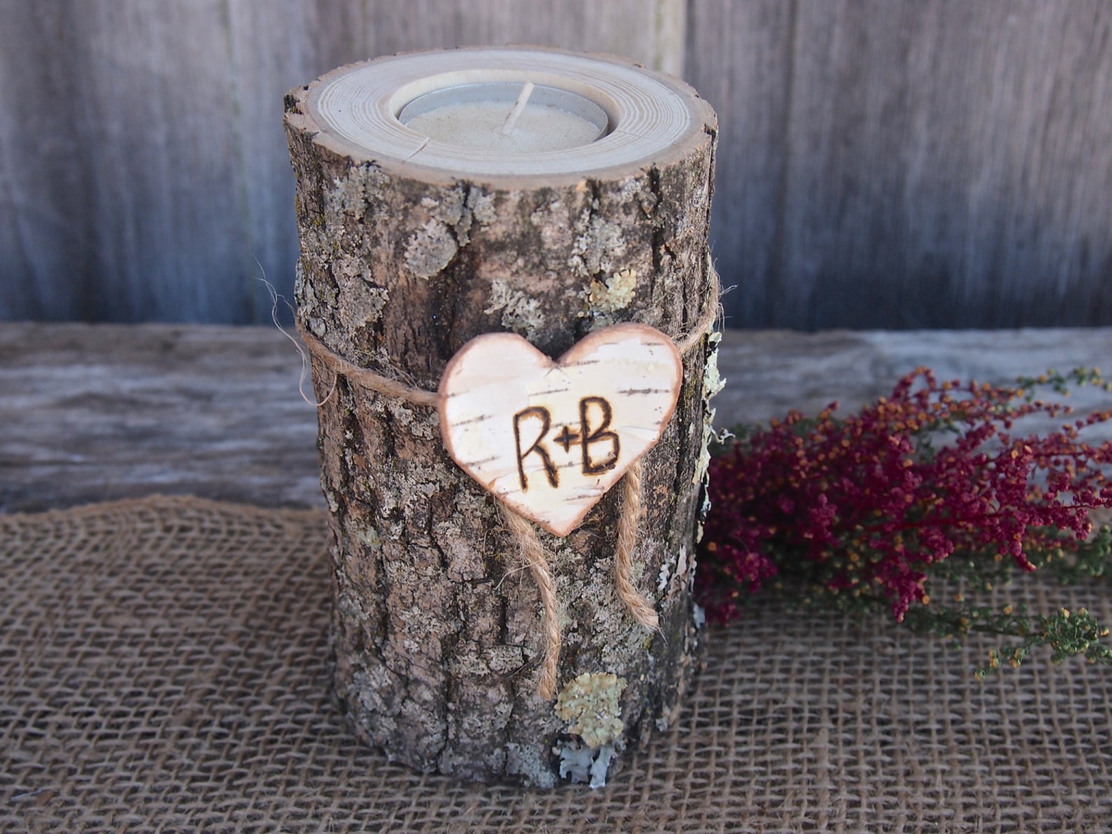 Personalized Wood Candle Holder Wood Log Candle Holder Etsy
