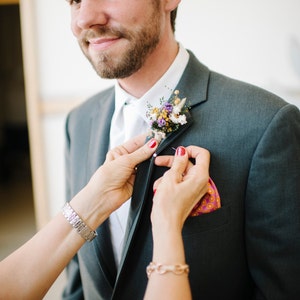 Garden Flower Dried Flower Boutonniere, Corsage, Groom and Groomsmen Pin, Country Weddings image 4