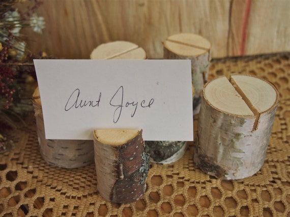 6 White Birch Name Card Holders Woodland Wedding Natural Etsy