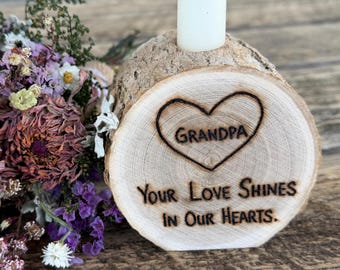 Personalized Memory Wood Candle Holder, Remembrance Table Decor