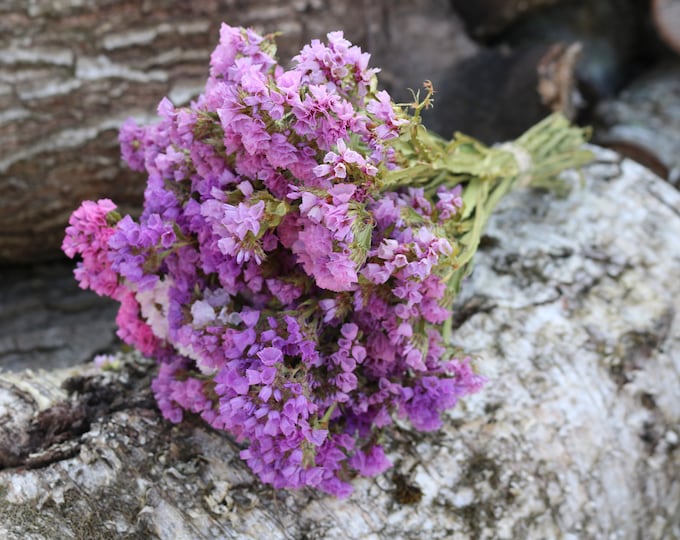 Featured listing image: Dried Purple Pastel Mix Annual Statice Flower Bunch Limonium sinuatum Dried Filler Flowers