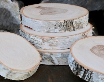 White Birch Natural Wood Slice Cake Stand Wood Tree Slice Slab Stand, Wood Cake Stand Slice of Wood, Wild Thing