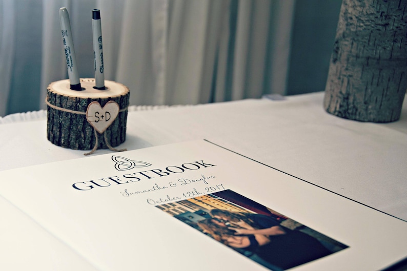 Wood Pen Holder Guest Book Wedding Table Wedding Pen Etsy