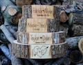 Personalized Wood Slice Wedding Cake Stand: Hand Burned Rustic Decor