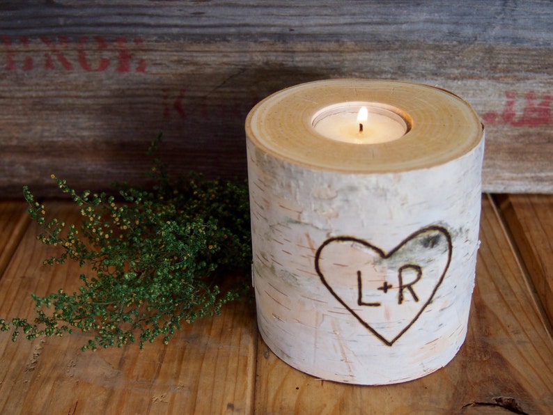 Birch Candle Holder Wood Candle Holder Personalized Candle Etsy
