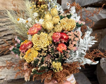 Ramo de flores secas de cosecha: decoración para bodas campestres, prendedor.
