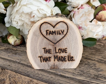 Decoración de mesa de boda de madera: Letrero de memoria y recuerdo