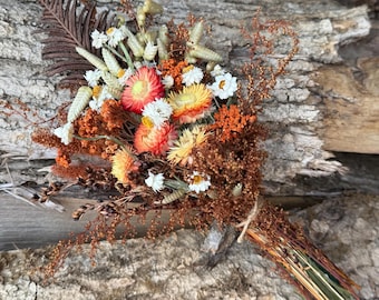Flower Bouquet in Sunny Fall Colors, Small Dried Flower Arrangement