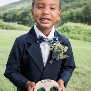 Ring Bearer Box Personalized Wood Ring Holder, Ring Box, Ring Bearer Pillow, Wood Slice, Ring Pillow Alternative image 8