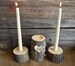 Unity Candle Set for Weddings, Candle Holders, Natural Rustic Wedding Candle Holders 