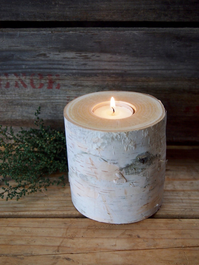 Birch Candle Holder Wood Candle Holder Personalized Candle Etsy