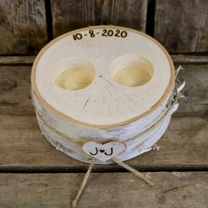 Ring Bearer Box Personalized Wood Ring Holder, Ring Box, Ring Bearer Pillow, Wood Slice, Ring Pillow Alternative White Birch