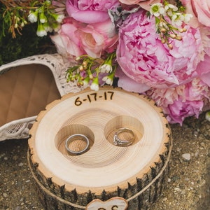 Ring Bearer Box Personalized Wood Ring Holder, Ring Box, Ring Bearer Pillow, Wood Slice, Ring Pillow Alternative image 5