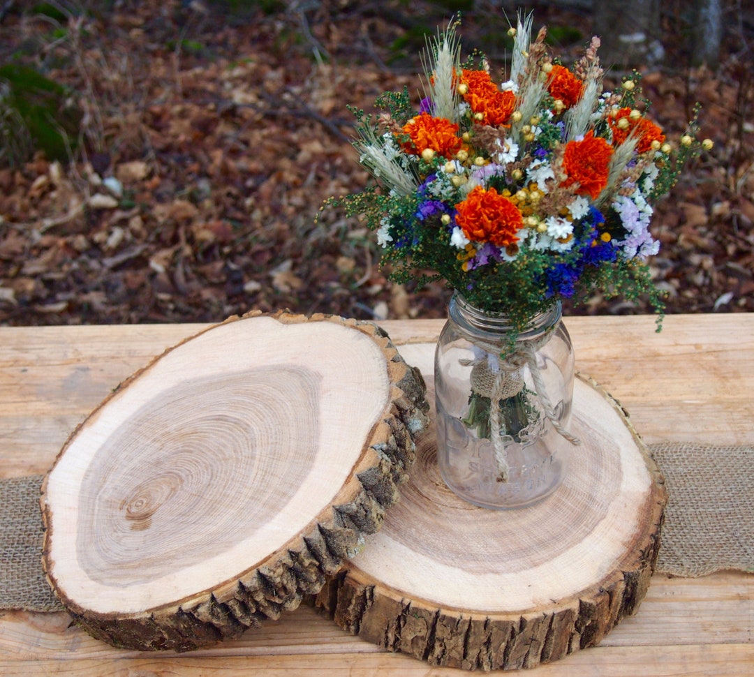 Large Unfinished Wood Slices For Centerpieces 1 Pcs 13-14  Inches Natural Wood Centerpieces For Tables Decor