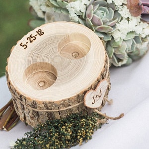 Ring Bearer Box Personalized Wood Ring Holder, Ring Box, Ring Bearer Pillow, Wood Slice, Ring Pillow Alternative image 7