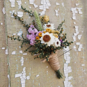 Garden Flower Dried Flower Boutonniere, Corsage, Groom and Groomsmen Pin, Country Weddings image 3