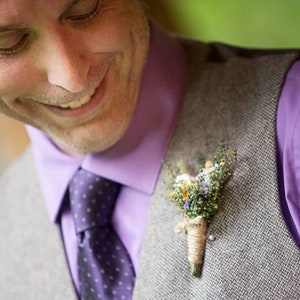 Garden Flower Dried Flower Boutonniere, Corsage, Groom and Groomsmen Pin, Country Weddings image 5