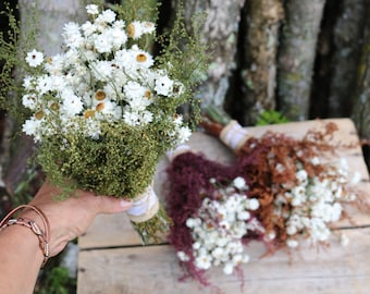 Simple Dried Ammobium Flower Wedding Bouquet with Everlasting Wings and Sweet Annie