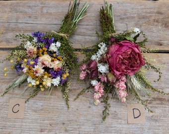 Small Dried Flower Bouquets, Mini Wild Flower Bouquets, Preserved Bud Vase Flowers