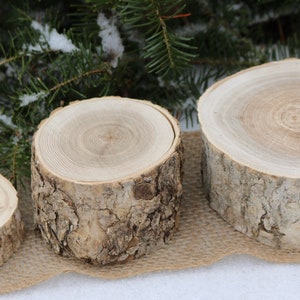 Table Scape Decor, 3 Pillar Candle Holders, Log Candle Holders, Wood Slices for Centerpiece, Bulk Wood Slice, Rustic Wedding image 2