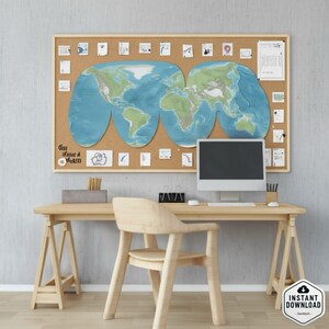 Printable Colorful Goode World Topographic Map – Accurate Topographic Earth View – Perfect for Home & Office Decor