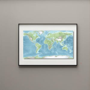 Printable World Topographic Map – Unique Gift - Modern Wall Art for Home & Office
