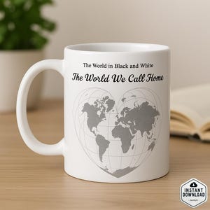 Minimalistische Herzförmige Weltkarte - zum Ausdrucken - Personalisierbare Wandkunst in 5 Größen | Einzigartiges Geschenk für Zuhause & für das Büro