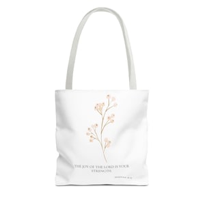 Bible Study Bag - Nehemiah 8:10 KJV Bible Verse Tote, Bible Study Bag, Carry Song Books, Gift for Mom, Teacher Tote, Scripture Tote