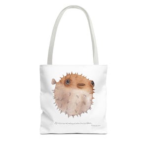Puffer Fish Beach Bag - Psalm 62:6 KJV Bible Verse Bag, Bible Study Bag, Carry Song Books, Gift for Mom, Teacher Tote, Scripture Tote