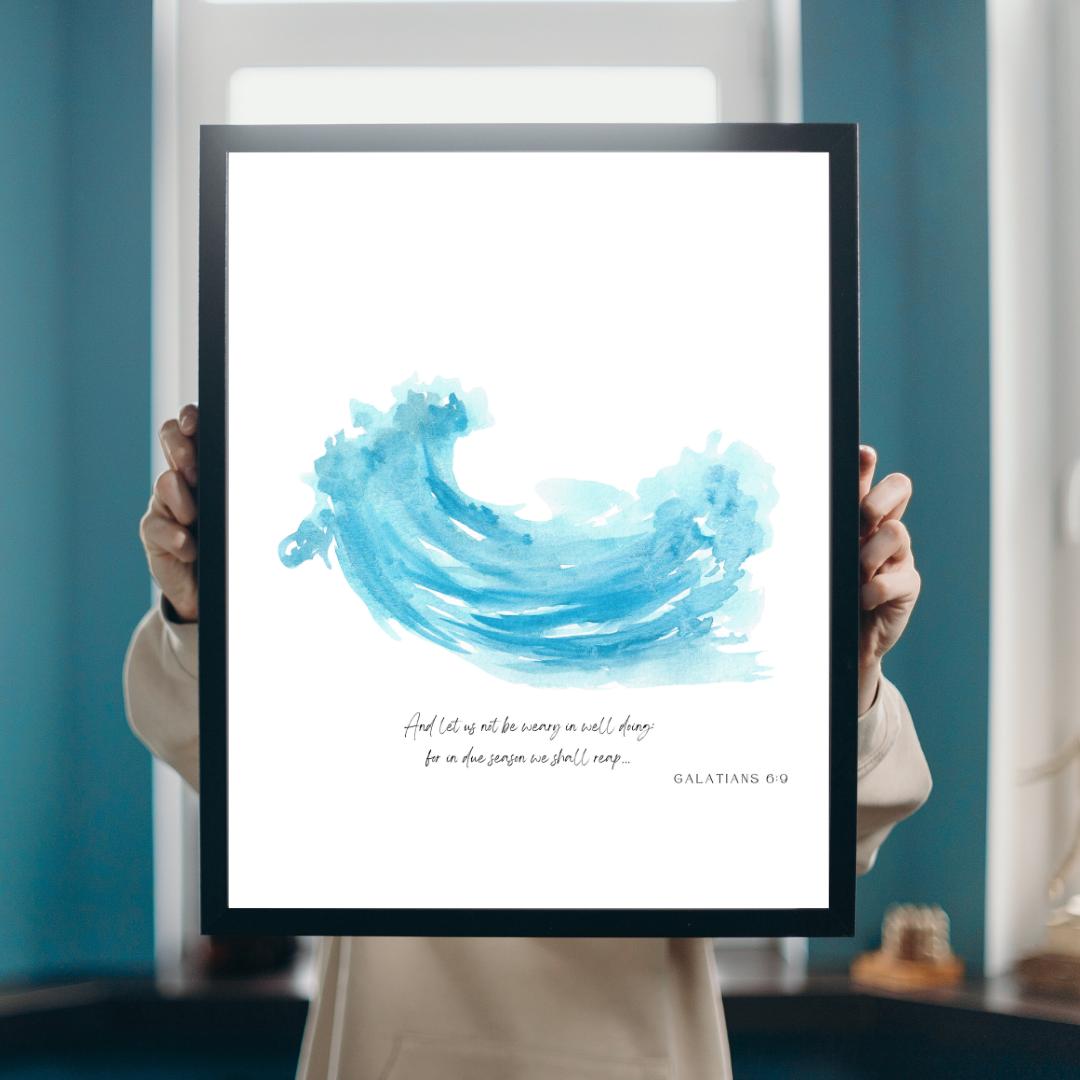 Galatians 6:9 KJV Poster (8x10 or 11x14 or 16x20)  Ocean Theme Christian Home Decor Poster Wall Art