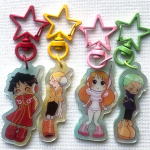 One Piece Egghead keychain charms(Luffy, Nami, Zoro, Sanji) image 1