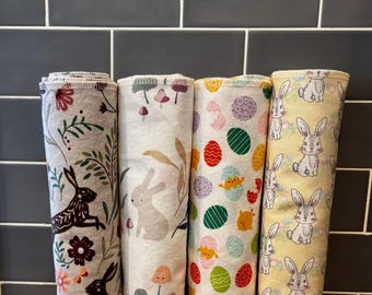 Reusable Paperless Towels, Easter Set of 10, Cotton Flannel