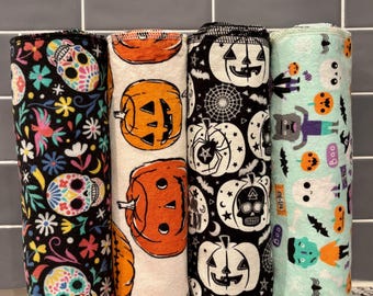 Halloween Reusable Paperless Towels, Set of 10, Cotton Flannel