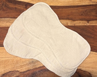 Pro-ECO Organic Cotton Cloth Diaper Insert: Contoured 2-Ply (5” x 12”), Absorbent Pocket Diaper Insert or Booster