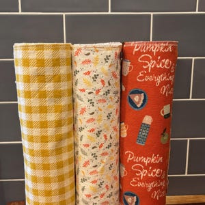 Fall Spice Reusable Cotton Flannel Towels: Paperless Kitchen Wipes, Set of 10