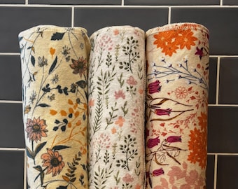 Reusable Paperless Towels, Wildflowers Set of 10, Cotton Flannel