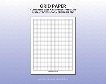 Grid Paper Printable, Squared Paper, Planner Pages Instant Download PDF