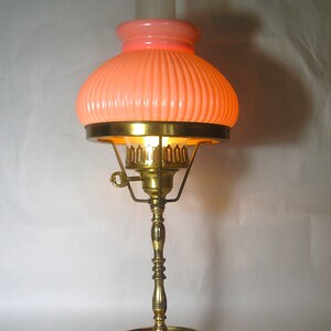 A Pink Glass Shade on an Antique Bouillote Lamp Z66