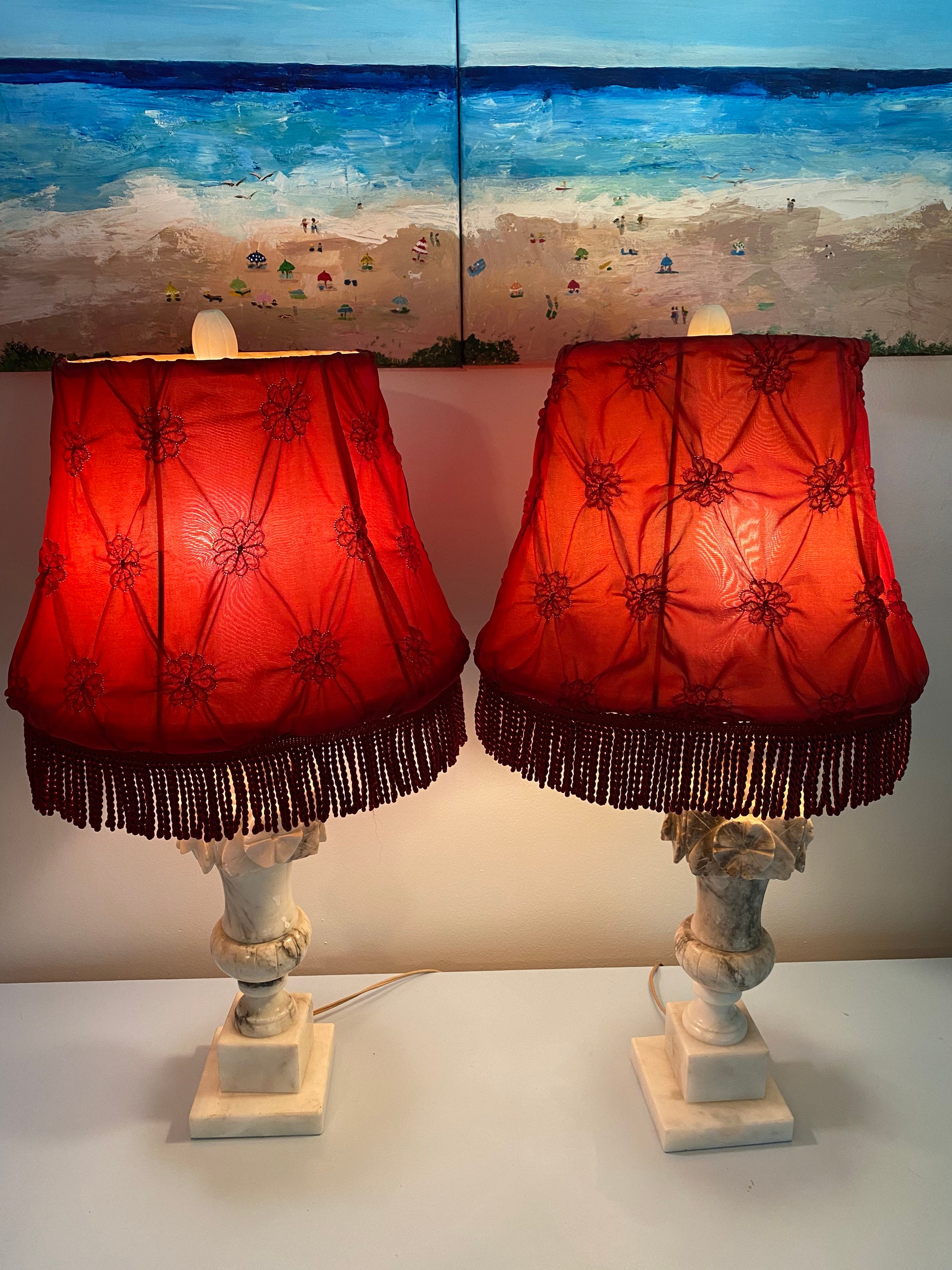 Beaded Fringe, Vintage Look Antique Red, Lampshade Embellishment