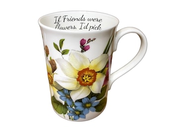 Personalised Daffodil Fine Bone China Mug, Vintage Floral Coffee Mug