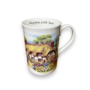 Personalised Country Garden China Coffee Mug, Vintage Style  Fine Bone China Mug