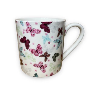 Personalised Large Fine Bone China Butterfly Pint Mug, Choice of Sizes, Gift For Her