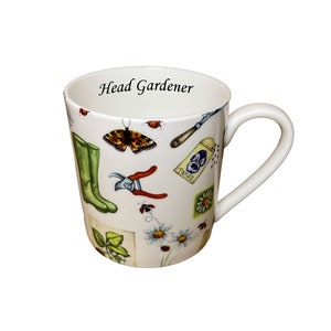 Personalised Large Fine Bone China Gardening Pint Mug, Choice of Sizes, Gardener&#39;s Gift