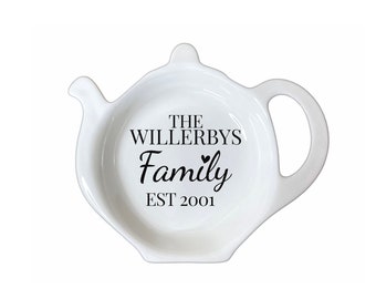 Personalised Family Wedding Teabag Tidy, China Teabag Holder, Teabag Rest